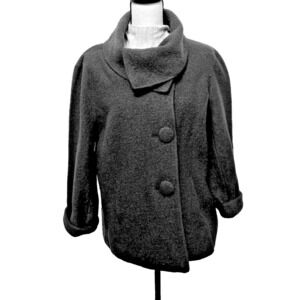 Vintage Sandro Wool Dark Grey Swing Jacket XL